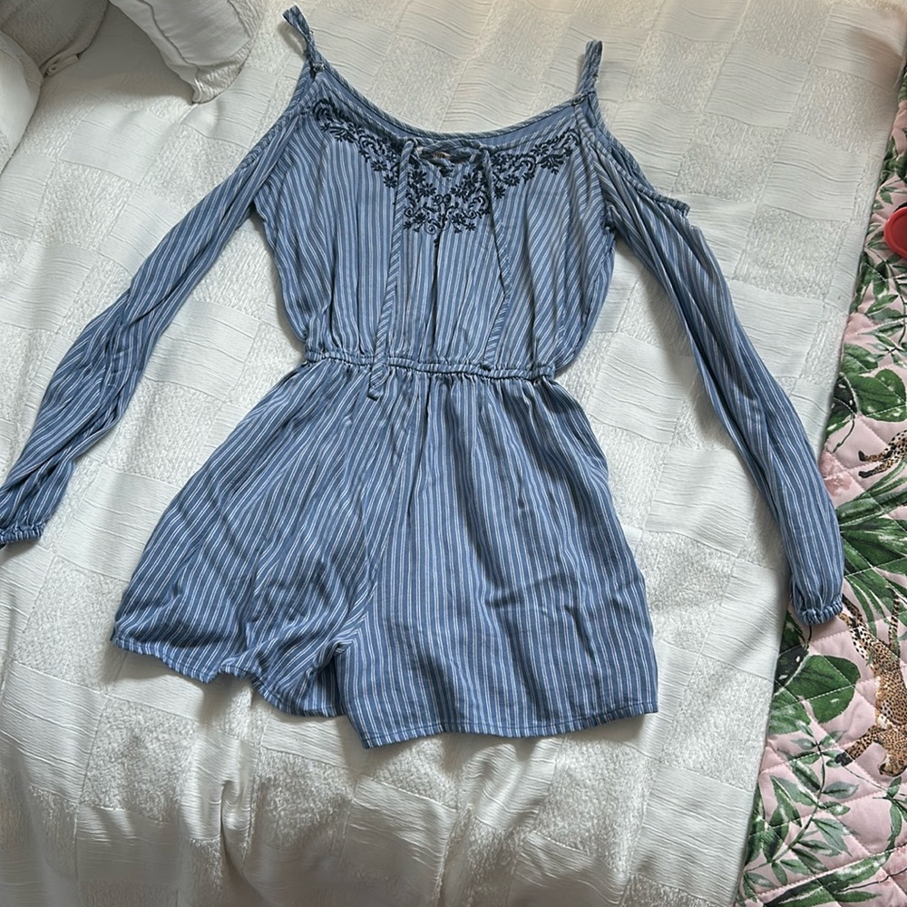Hollister shoulderless long sleeve romper